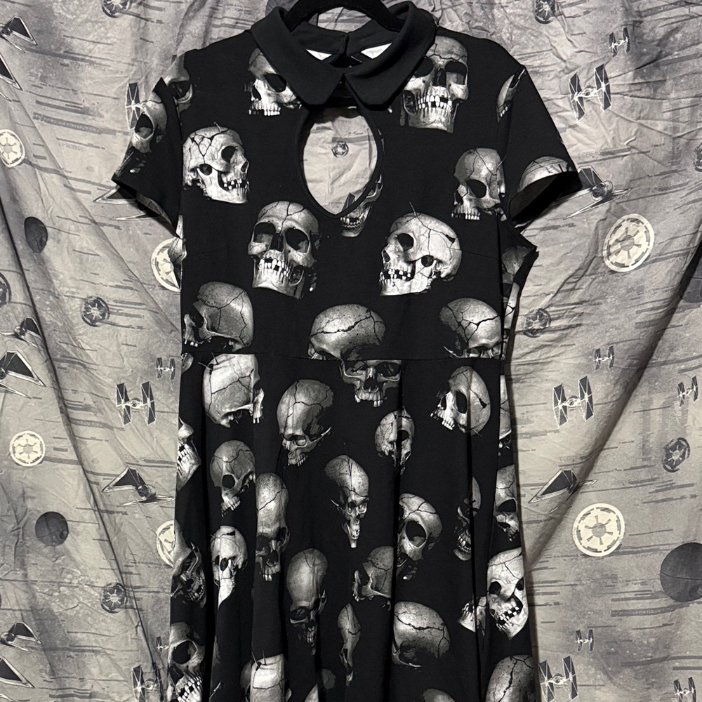 NWOT KILLSTAR SKULL SKATER PAN COLLAR DRESS SZ XXL